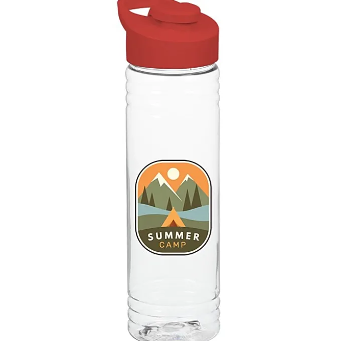 Clear Impact Halcyon Water Bottle with Flip Carry Lid - 24 oz - Full Color