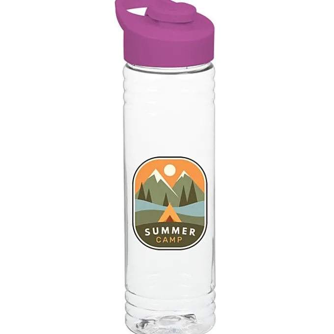 Clear Impact Halcyon Water Bottle with Flip Carry Lid - 24 oz - Full Color