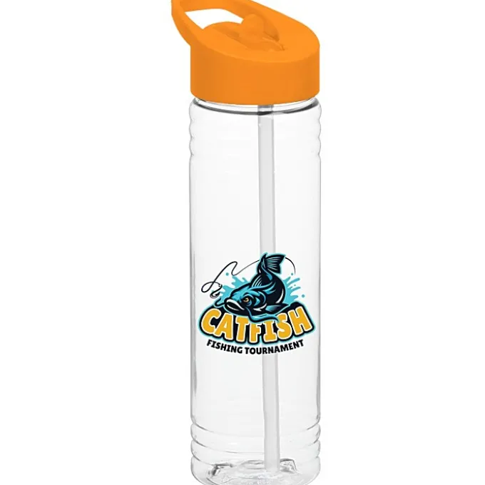 Clear Impact Halcyon Water Bottle with Flip Straw Lid - 24 oz - Full Color