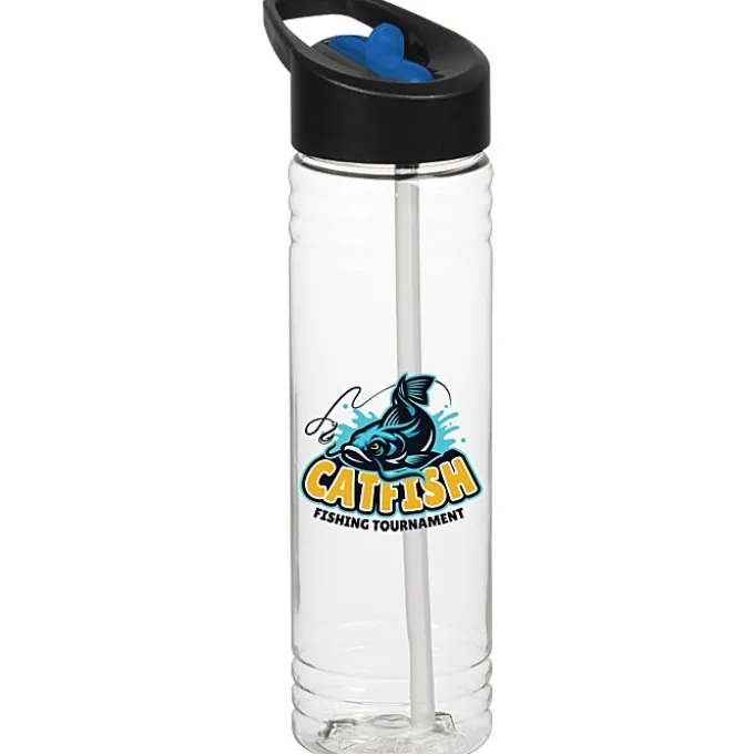 Clear Impact Halcyon Water Bottle with Two-Tone Flip Straw Lid - 24 oz - Full Color