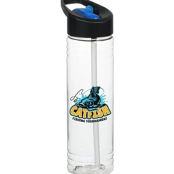 Clear Impact Halcyon Water Bottle with Two-Tone Flip Straw Lid - 24 oz - Full Color