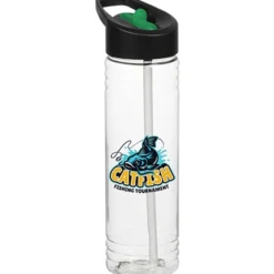 Clear Impact Halcyon Water Bottle with Two-Tone Flip Straw Lid - 24 oz - Full Color
