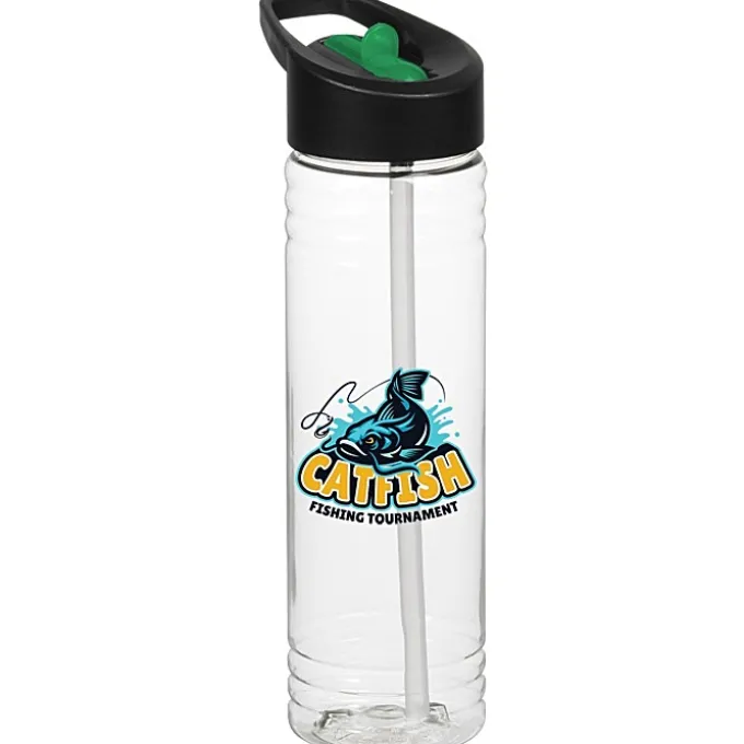 Clear Impact Halcyon Water Bottle with Two-Tone Flip Straw Lid - 24 oz - Full Color
