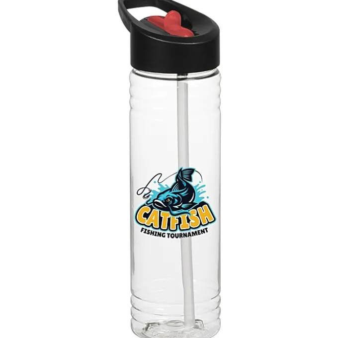 Clear Impact Halcyon Water Bottle with Two-Tone Flip Straw Lid - 24 oz - Full Color