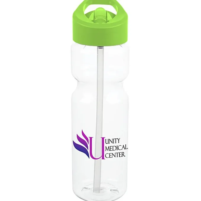 Clear Impact Olympian Bottle with Flip Straw Lid - 28 oz - Full Color