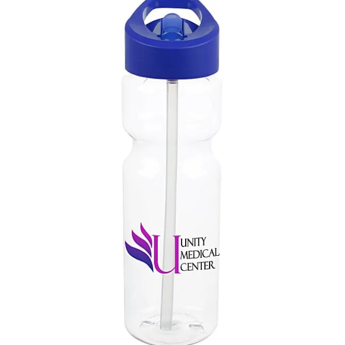 Clear Impact Olympian Bottle with Flip Straw Lid - 28 oz - Full Color