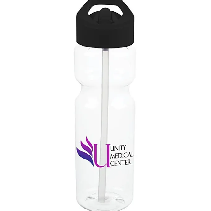 Clear Impact Olympian Bottle with Flip Straw Lid - 28 oz - Full Color