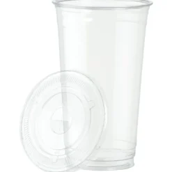 Clear Soft Plastic Cup with Lid - 32 oz