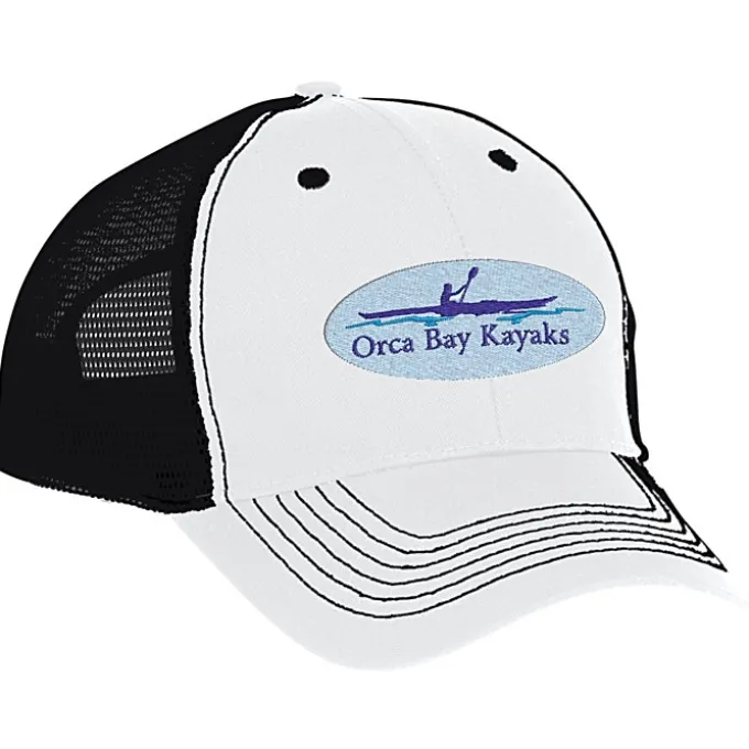 Color Accent Mesh Snapback Cap - Embroidered