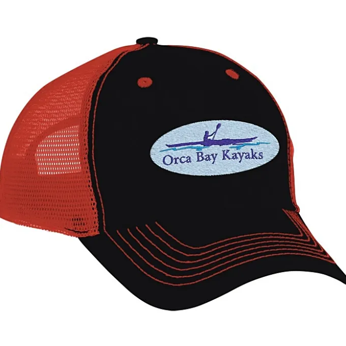 Color Accent Mesh Snapback Cap - Embroidered
