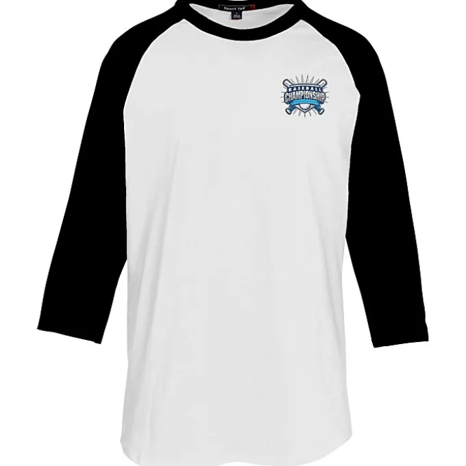 Colorblock 3/4 Sleeve Cotton Baseball T-Shirt - Embroidered