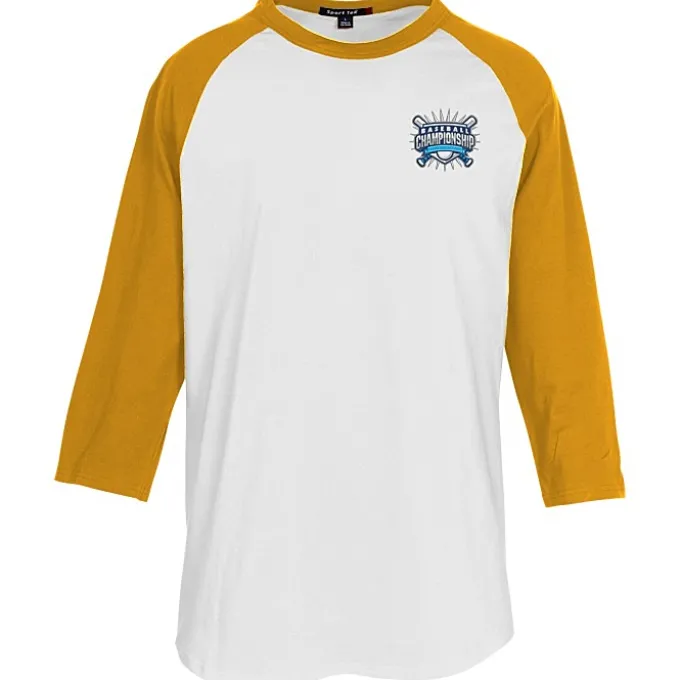 Colorblock 3/4 Sleeve Cotton Baseball T-Shirt - Embroidered