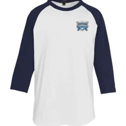 Colorblock 3/4 Sleeve Cotton Baseball T-Shirt - Embroidered