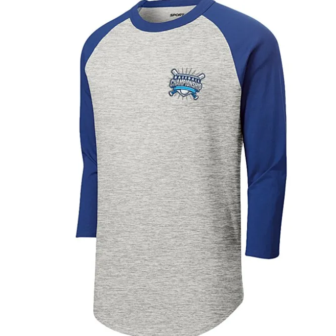 Colorblock 3/4 Sleeve Cotton Baseball T-Shirt - Embroidered