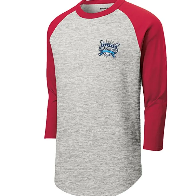 Colorblock 3/4 Sleeve Cotton Baseball T-Shirt - Embroidered