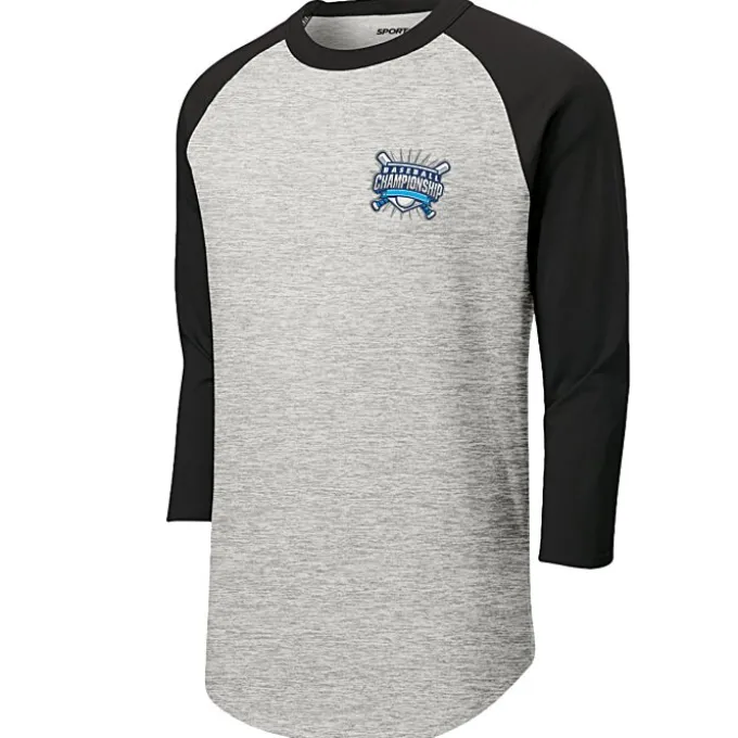 Colorblock 3/4 Sleeve Cotton Baseball T-Shirt - Embroidered
