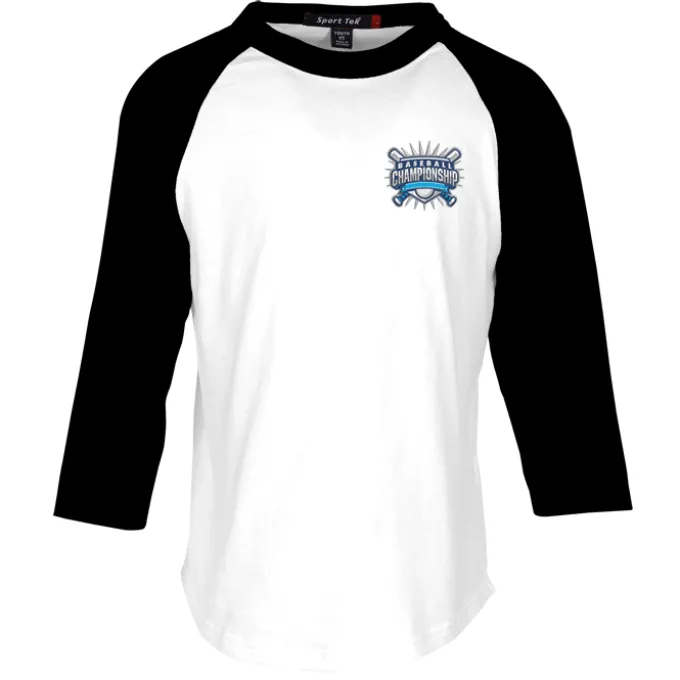 Colorblock 3/4 Sleeve Cotton Baseball T-Shirt - Youth - Embroidered