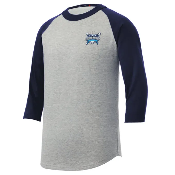 Colorblock 3/4 Sleeve Cotton Baseball T-Shirt - Youth - Embroidered