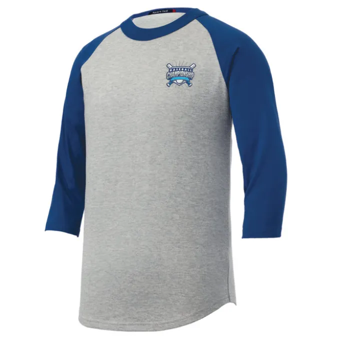 Colorblock 3/4 Sleeve Cotton Baseball T-Shirt - Youth - Embroidered