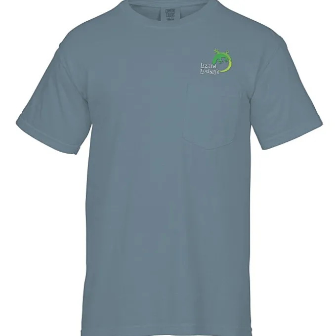 Comfort Colors Garment-Dyed 6.1-oz Pocket T-Shirt - Embroidered