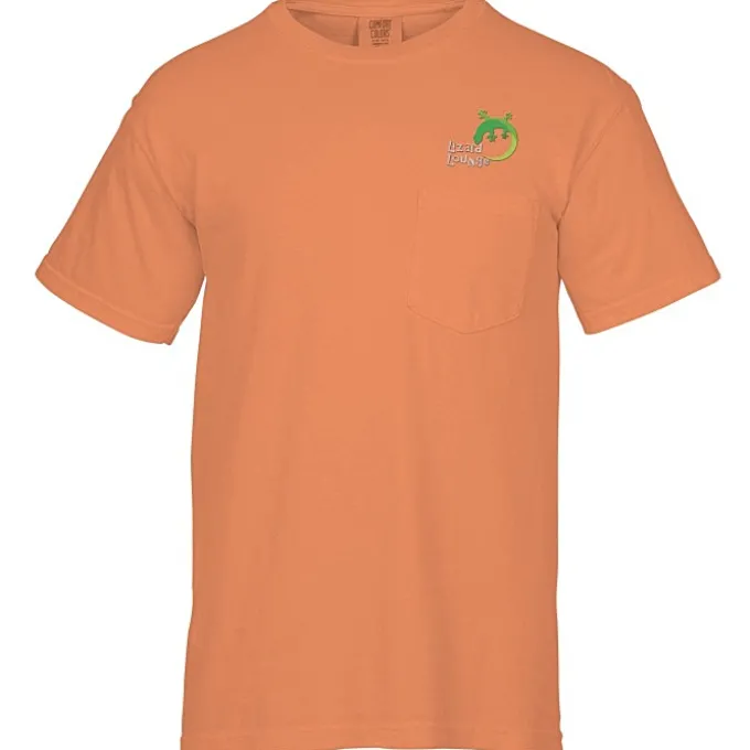 Comfort Colors Garment-Dyed 6.1-oz Pocket T-Shirt - Embroidered