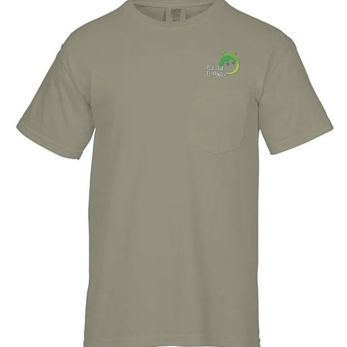 Comfort Colors Garment-Dyed 6.1-oz Pocket T-Shirt - Embroidered