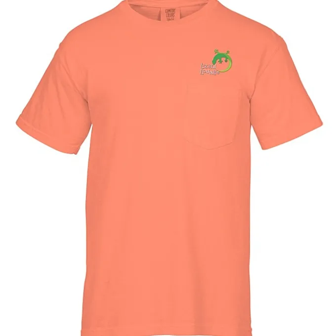 Comfort Colors Garment-Dyed 6.1-oz Pocket T-Shirt - Embroidered