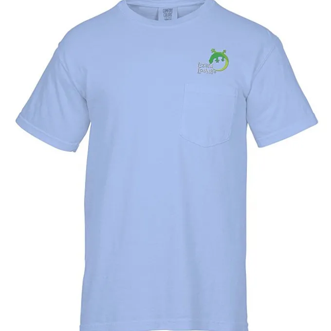 Comfort Colors Garment-Dyed 6.1-oz Pocket T-Shirt - Embroidered