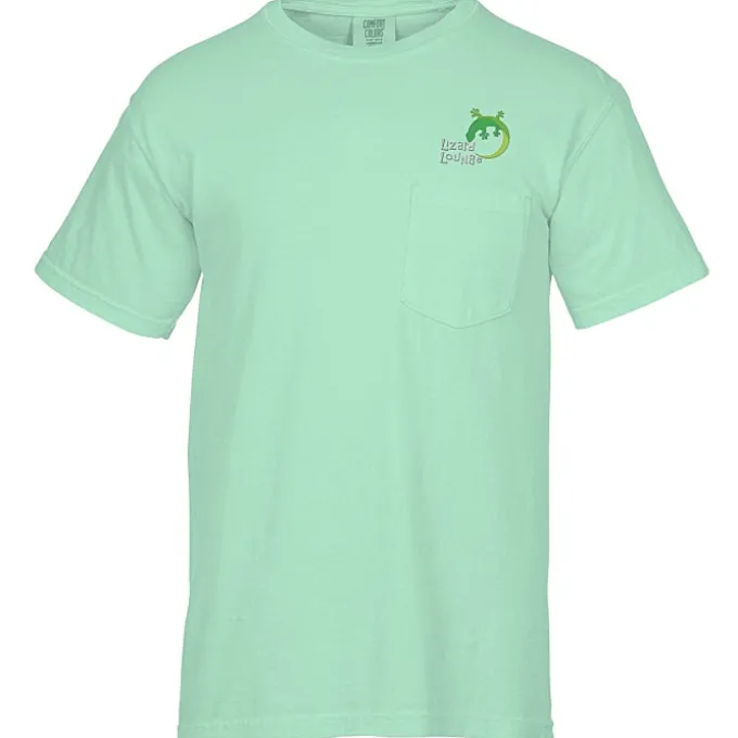 Comfort Colors Garment-Dyed 6.1-oz Pocket T-Shirt - Embroidered