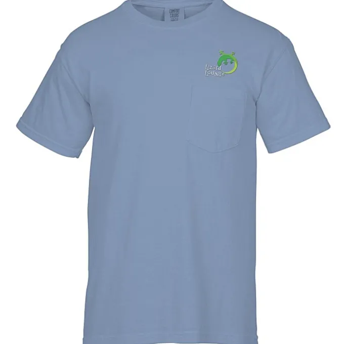 Comfort Colors Garment-Dyed 6.1-oz Pocket T-Shirt - Embroidered