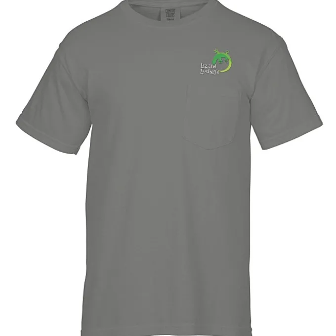 Comfort Colors Garment-Dyed 6.1-oz Pocket T-Shirt - Embroidered
