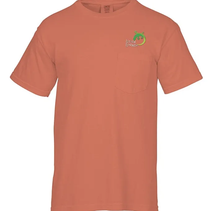 Comfort Colors Garment-Dyed 6.1-oz Pocket T-Shirt - Embroidered