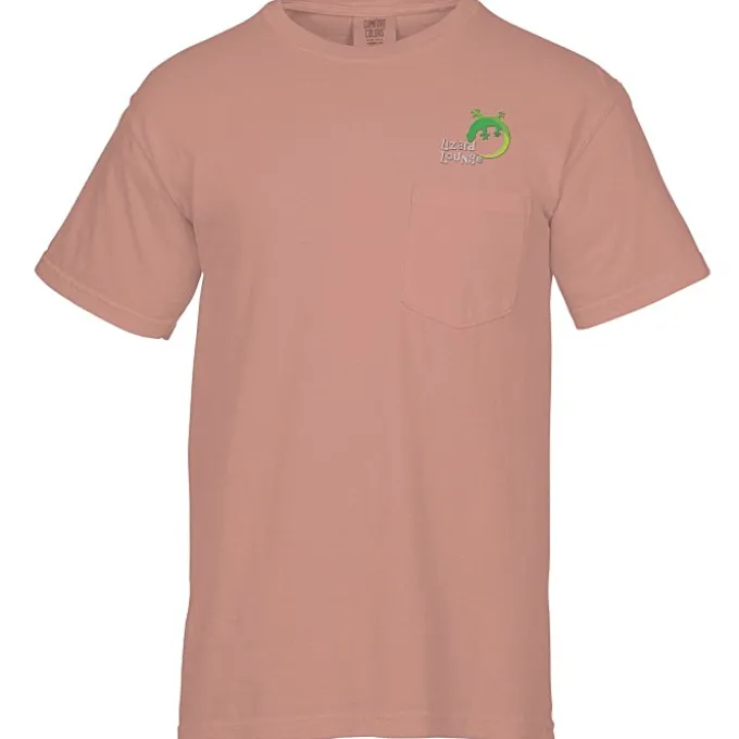 Comfort Colors Garment-Dyed 6.1-oz Pocket T-Shirt - Embroidered