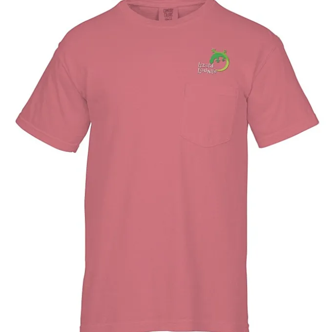 Comfort Colors Garment-Dyed 6.1-oz Pocket T-Shirt - Embroidered