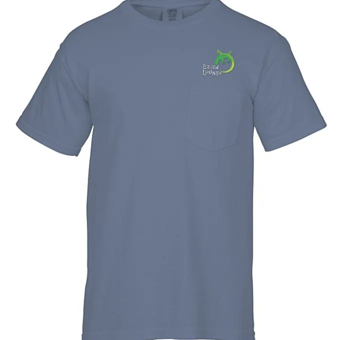 Comfort Colors Garment-Dyed 6.1-oz Pocket T-Shirt - Embroidered