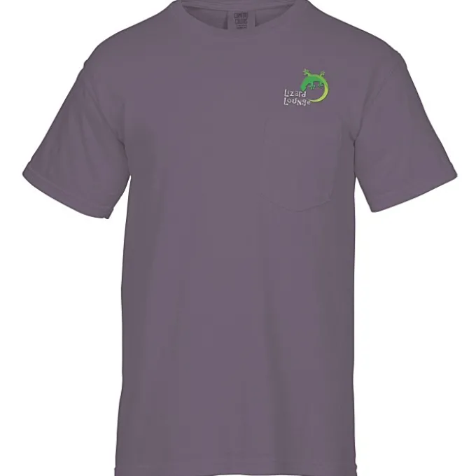 Comfort Colors Garment-Dyed 6.1-oz Pocket T-Shirt - Embroidered