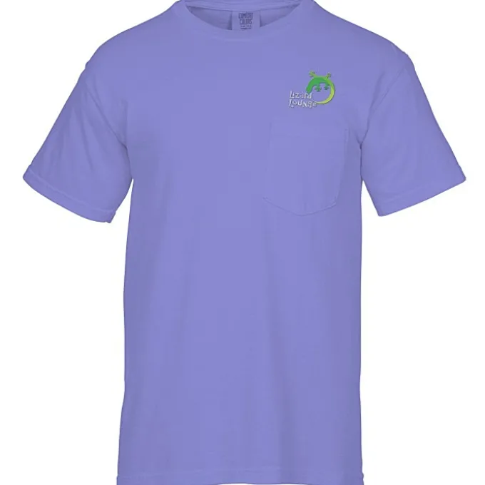 Comfort Colors Garment-Dyed 6.1-oz Pocket T-Shirt - Embroidered