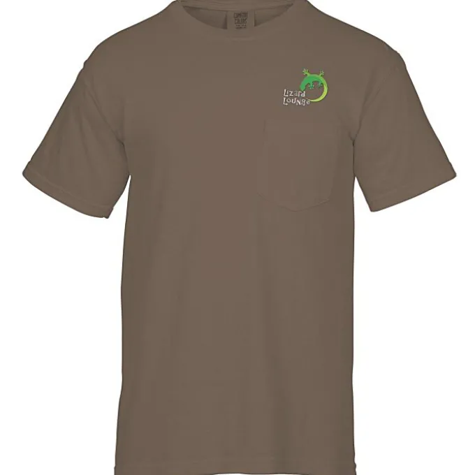 Comfort Colors Garment-Dyed 6.1-oz Pocket T-Shirt - Embroidered