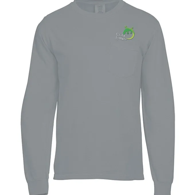Comfort Colors Garment-Dyed 6.1-oz LS Pocket T-Shirt - Embroidered