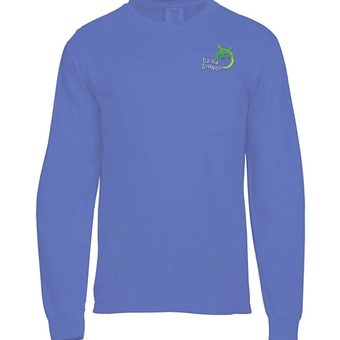 Comfort Colors Garment-Dyed 6.1-oz LS Pocket T-Shirt - Embroidered