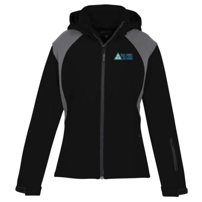 Contrasting Color Hooded Soft Shell Jacket - Ladies'