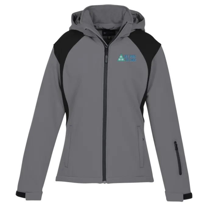 Contrasting Color Hooded Soft Shell Jacket - Ladies'