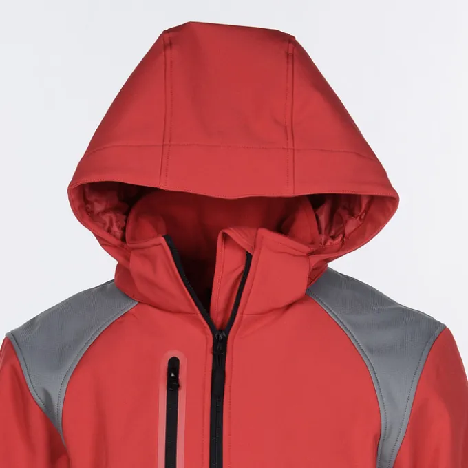 Contrasting Color Hooded Soft Shell Jacket - Men's
