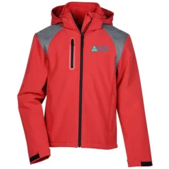 Contrasting Color Hooded Soft Shell Jacket - Men's