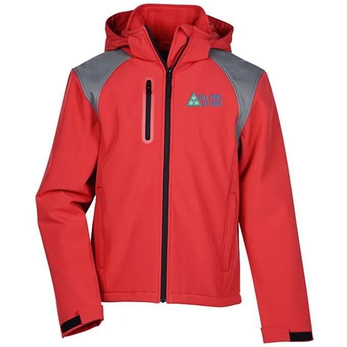 Contrasting Color Hooded Soft Shell Jacket - Men's