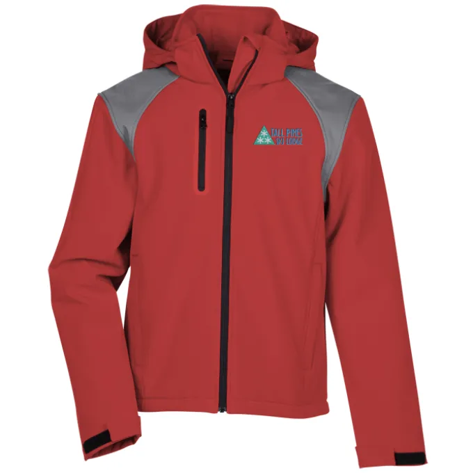 Contrasting Color Hooded Soft Shell Jacket - Men's