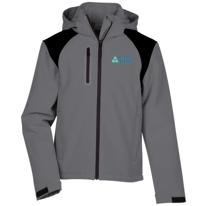 Contrasting Color Hooded Soft Shell Jacket - Men's