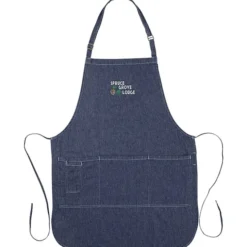 Cotton Denim Bib Apron - Embroidered