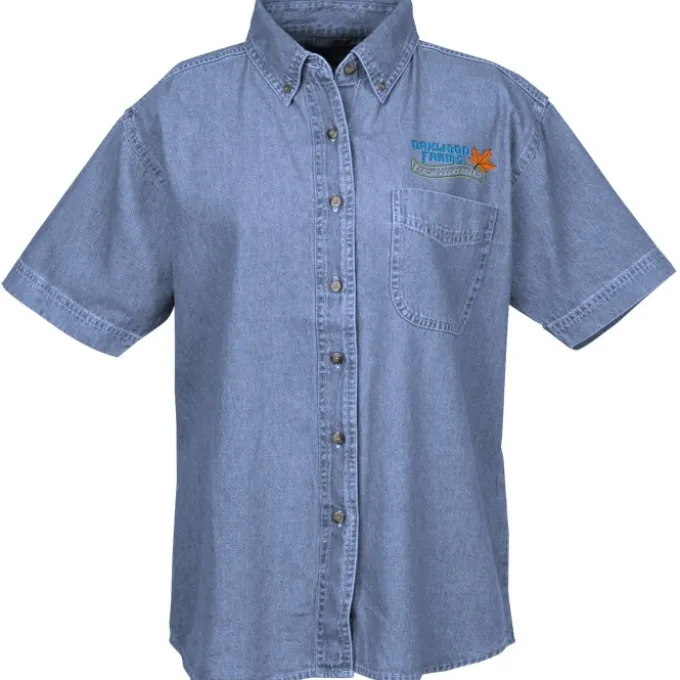 Cotton Short Sleeve Denim Shirt - Ladies'