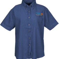 Cotton Short Sleeve Denim Shirt - Ladies'